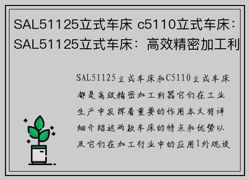 SAL51125立式车床 c5110立式车床：SAL51125立式车床：高效精密加工利器